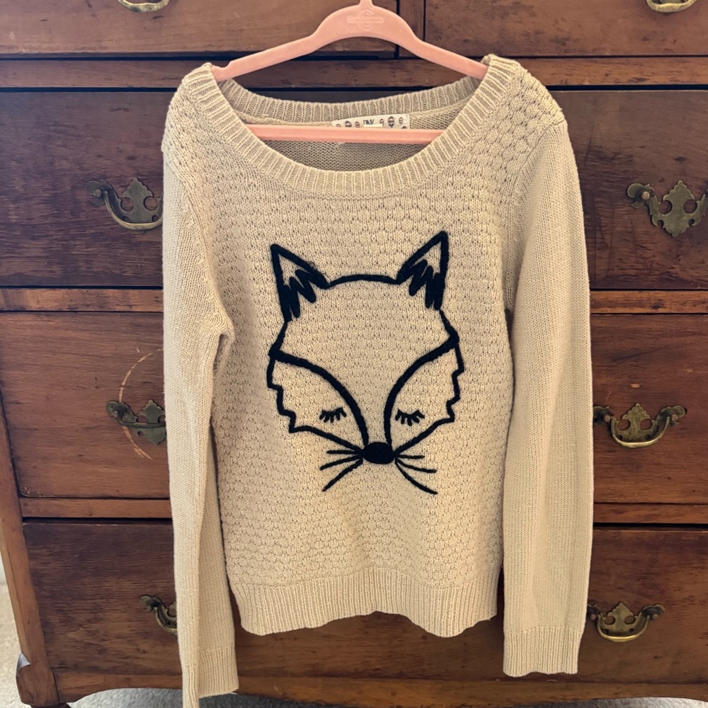 Pink Republic Sweater with Fox Design, Girls Size S (7/8)